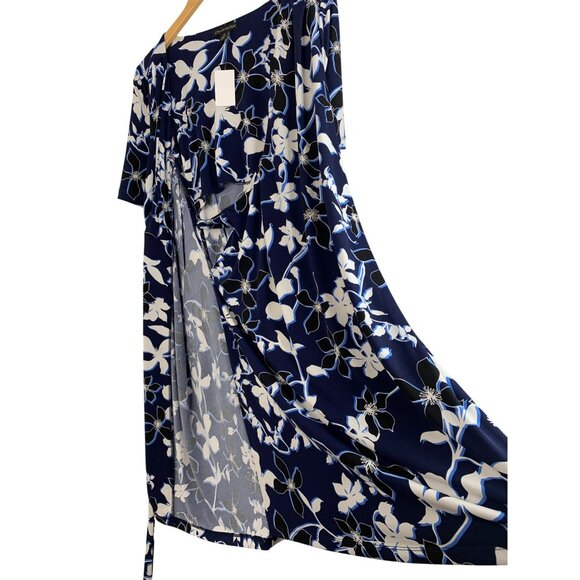 A Pea In The Pod Floral Maternity Wrap Dress Size M Blue Jersey 70508 8041 - Picture 10 of 11